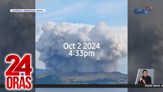 Phreatomagmatic eruption, naitala sa Bulkang Taal kaninang hapon | 24 Oras