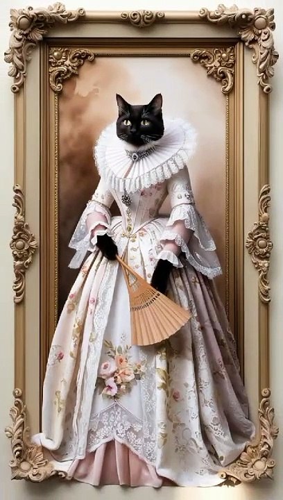 cute vintage cat, cat in beautiful dresses  #cats #catlover #cattok