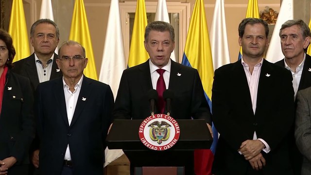 Presidente Santos luego de conocerse los resultados del Plebiscito por la Paz (2016)