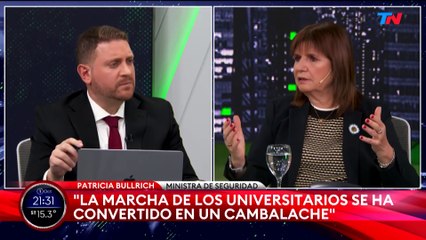 Bullrich advirtió "precauciones más grandes" para la Marcha Universitaria: "Cambiamos el protocolo a partir de los grupos que van a venir a preparar el golpe para diciembre"