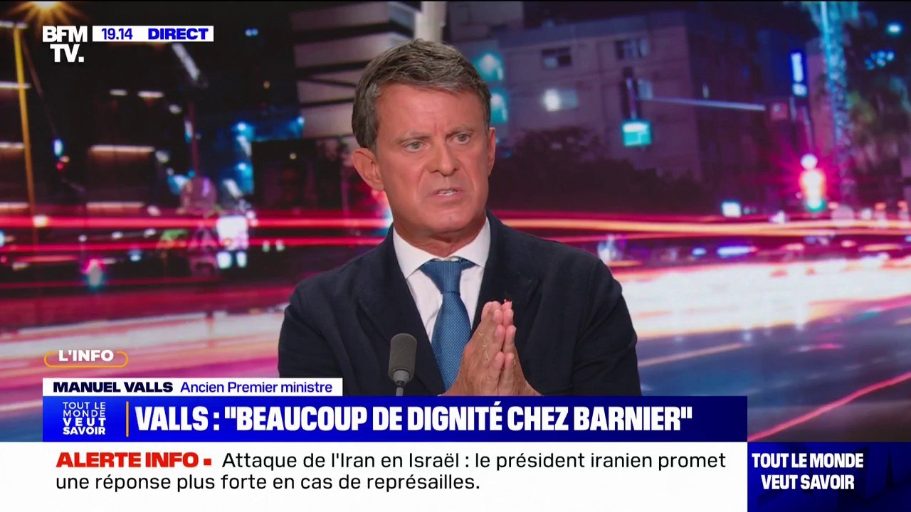 Discours de politique générale: "J'ai de l'estime pour Michel Barnier (...) Il y avait dans son propos beaucoup de dignité", affirme Manuel Valls