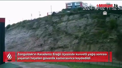 Heyelan anı güvenlik kamerasında
