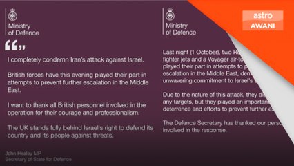 Konflik Asia Barat: Kerah jet tempur, UK komited pertahan Israel