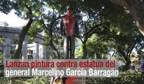 Lanzan pintura contra estatua del general Marcelino García Barragán