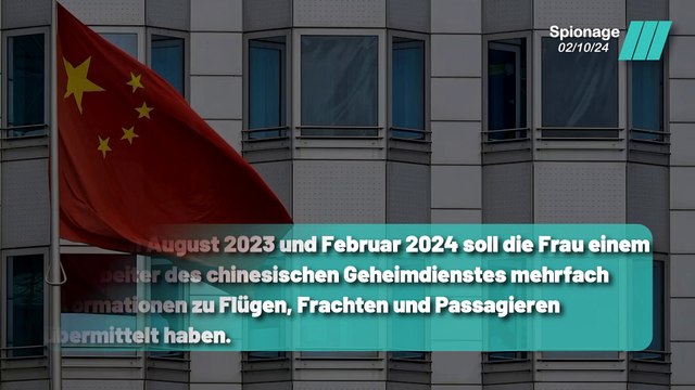 Chinesin wegen Spionage für einen Geheimdienst verdächtig