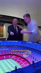 La maqueta del Spotify Camp Nou recibe una visita muy especial: Laporta en estado puro