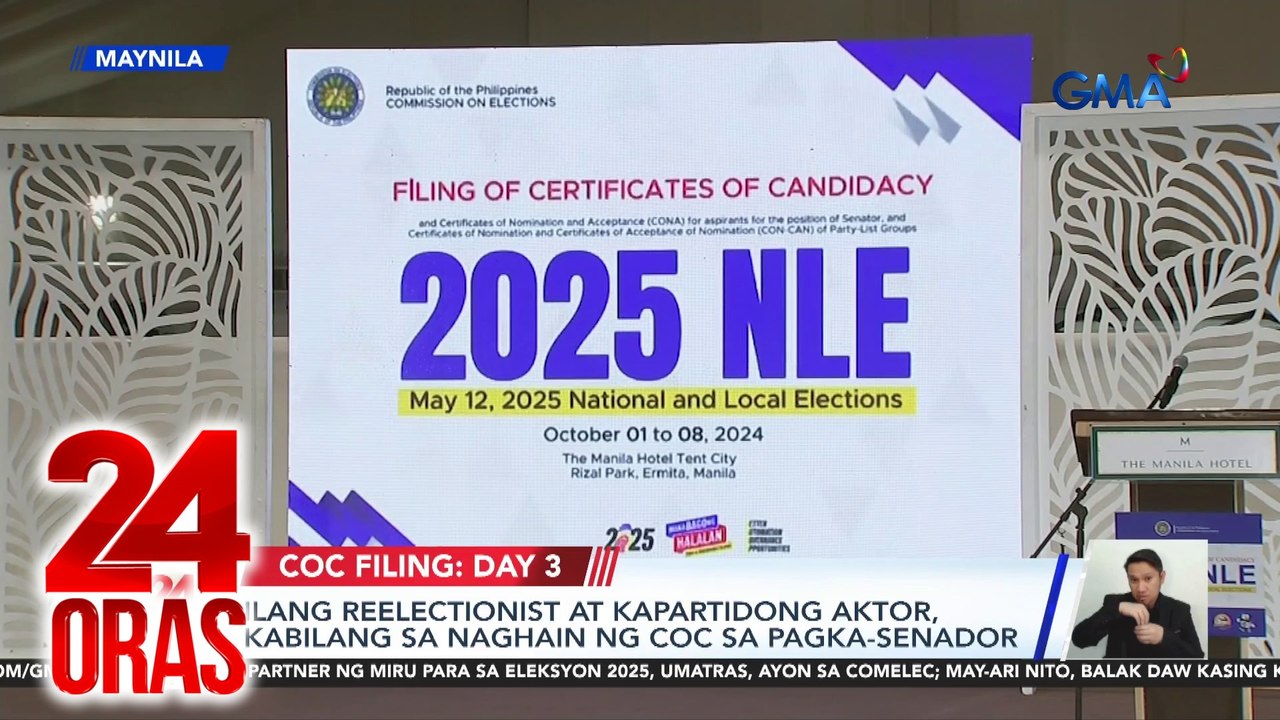 Ilang reelectionist at kapartidong aktor, kabilang sa naghain ng COC sa pagka-senador | 24 Oras