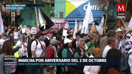 Conmemoran 56 años de la matanza de Tlatelolco con marcha hacia el Zócalo