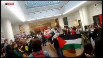 Découvrez les images d'une nouvelle manifestation d'étudiants pro-palestiniens à Sciences Po Paris cet après-midi: 