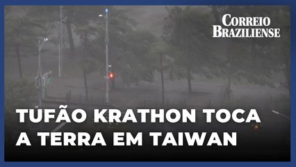 Tufão Krathon toca a terra em Taiwan e deixa mais de 100 feridos