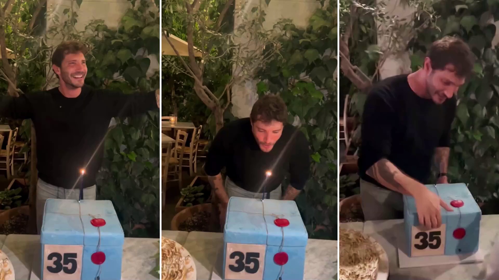 Video Stefano De Martino, la torta per i 35 anni è... un pacco (di \