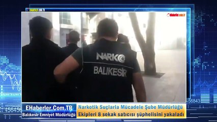 下载视频: Balıkesir Narkotik Suçlarla Mücadele Şube Müdürlüğü Ekipleri 8 sokak satıcısı şüphelisini yakaladı