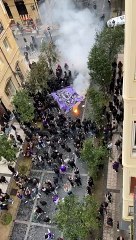 Ultras del Anderlecht en dirección a Anoeta