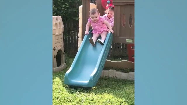 Funny Babies playing slide -CUTE BABY VIDEOS