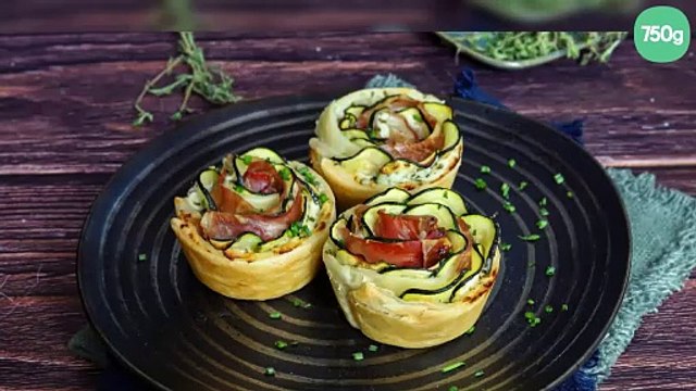 Roses feuilletées aux courgettes et jambon