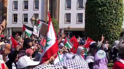 آلاف المغاربة يتظاهرون في الرباط في ذكرى السابع من أكتوبر