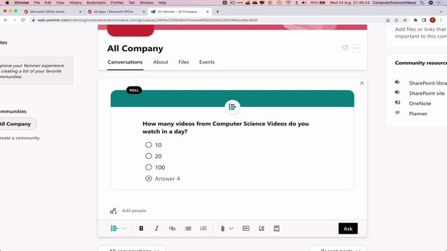 How to USE Microsoft Yammer for Office 365 On a Mac - Tutorial 7 - Voting Poll - Basic Tutorial