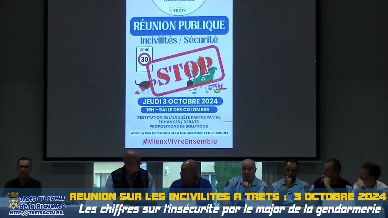 P2 - Les chiffres de linsécurité sur Trets par le major de gendarmerie = Réunion sur les incivilités à TRETS 3oct2024