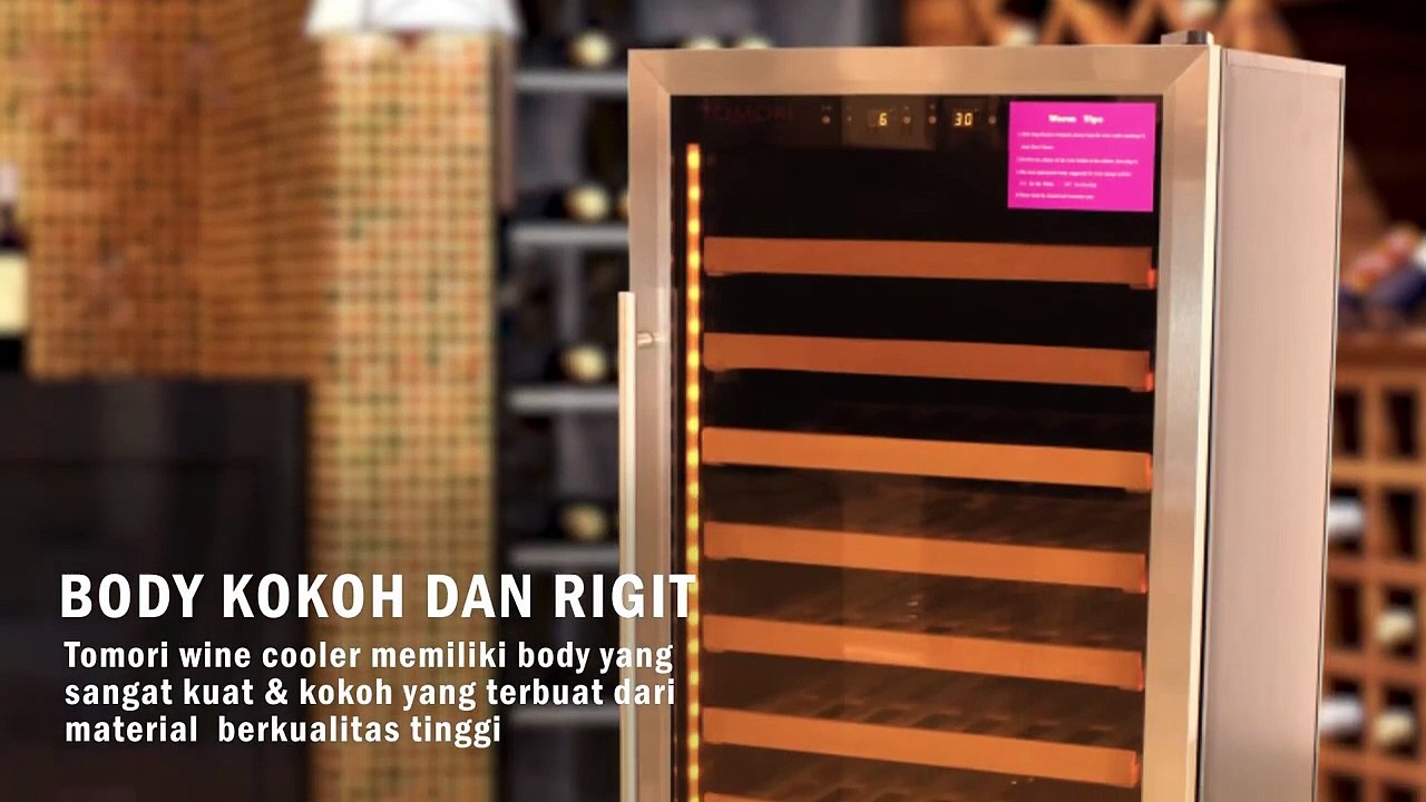 JUAL WINE COOLER DENGAN KACA DOUBLE GLASS ANTI UV - TOMORI WINE COOLER WX-80T