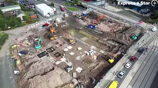 Aerial footage shows the ongoing college development in Dudley.