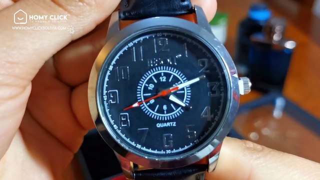 Set de Accesorios para hombre de 2 piezas, reloj y cinturón de cuero, color negro