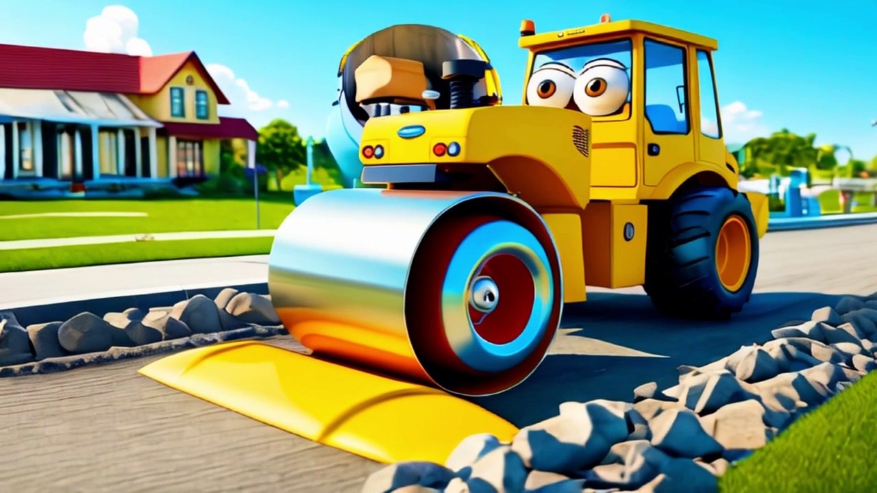 Roadwork Fun with Rolling Steamroller – Kids’ Cartoon