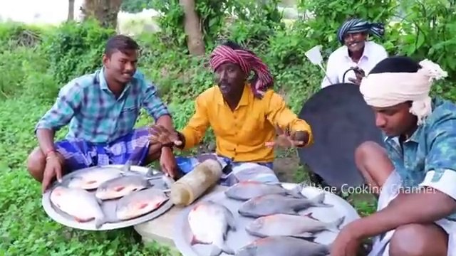 KING SIZE FISH FRY _ Red Pomfret fish Fry in Village _ Village Style Cooking _ Village Food