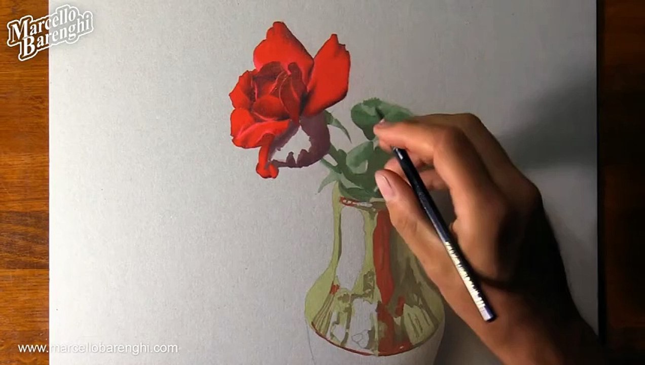 How to draw a red rose - Time Lapse (Long Version)