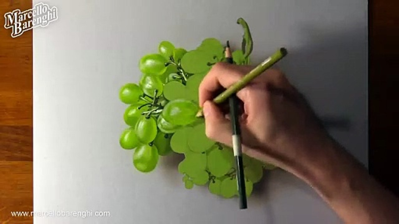 How to draw green grapes - Time Lapse (Long Version)