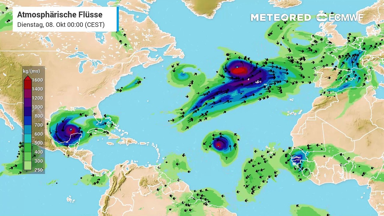 Hurrikan Kirk zieht nun in Richung Europa wie die Animation zeigt. Neben Sturm hat er viel Regen im Gepäck.