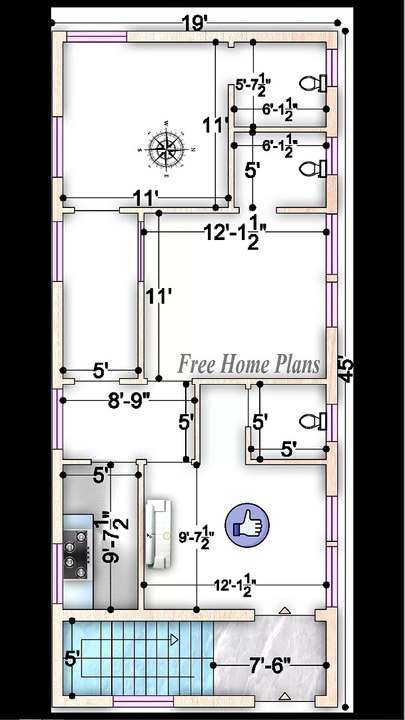 19X45 Home Plan 482