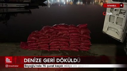 Beyoğlu’nda 75 çuval kaçak midye ele geçirildi