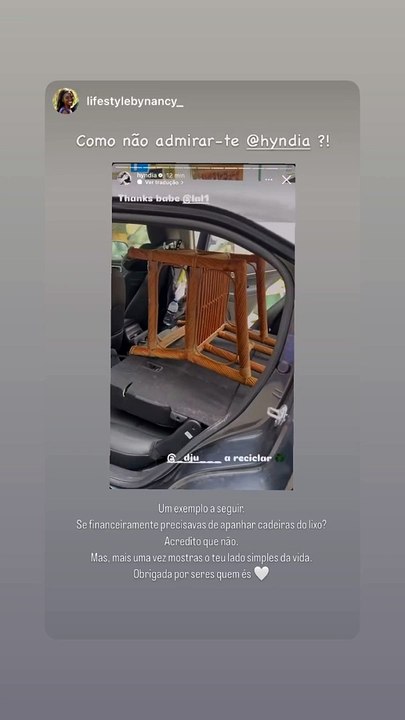 Rita Pereira fica com duas cadeiras recicladas do lixo em excelente estado.