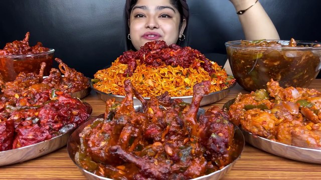 CHICKEN SCHEZWAN RICE & CHICKEN SCHEZWAN NOODLES MIX, SPICY CHICKEN LOLLIPOP, CHILLI CHICKEN,MUKBANG