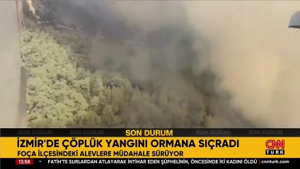 İzmir'de çöplükte çıkan yangın, ormana sıçradı