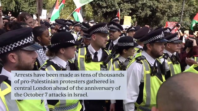 Arrests made as tens of thousands of pro-Palestinian protesters gather in London