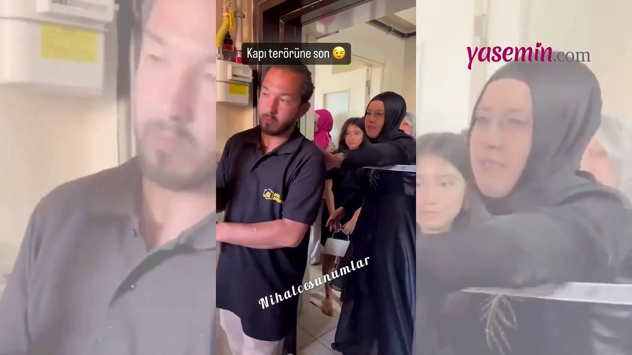 Gelin alma merasiminde yeni adet! Damat için kapıya kurdele bağladı