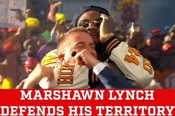 Marshawn Lynch defends his territory in the College GameDay show
