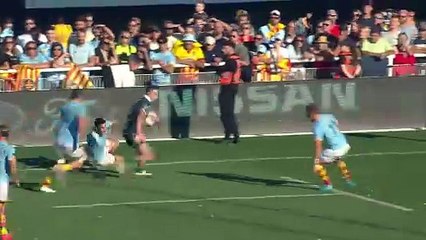 TOP 14 - Essai de Clément Laporte (SP) - USA Perpignan - Section Paloise
