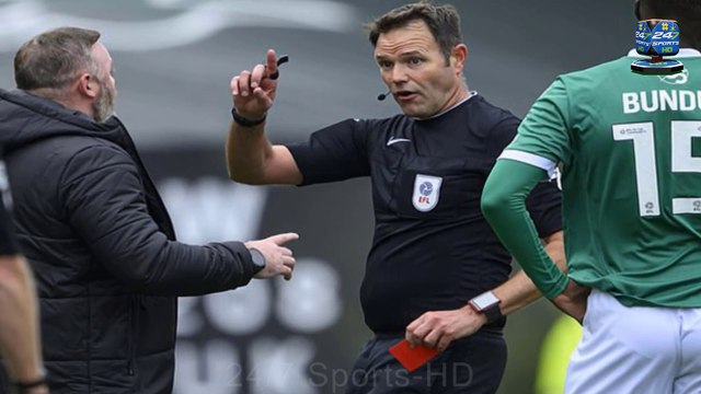 Wayne Rooney sees red! Furious Plymouth boss is sent off after reacting angrily to controversial Blackburn equaliser