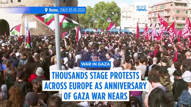 Thousands join pro-Palestine rallies across Europe as anniversary of Gaza war nears