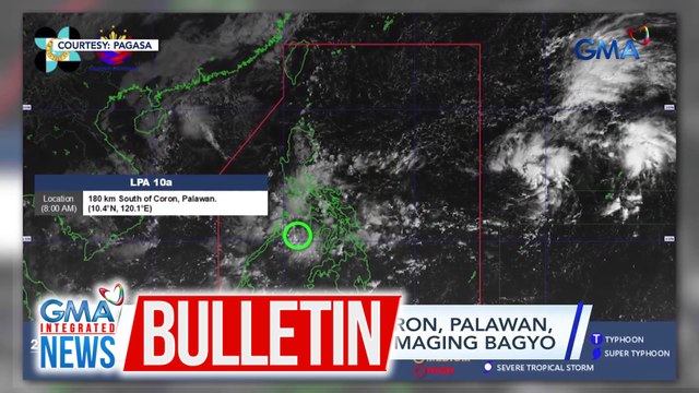 LPA na namataan sa Coron, Palawan, mababa ang tsansang maging bagyo | GMA Integrated News Bulletin