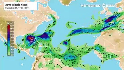 Ex-Hurricane Kirk, as seen in the centre of the Atlantic, will track towards France and the UK bringing wet and windy weather by Wednesday.