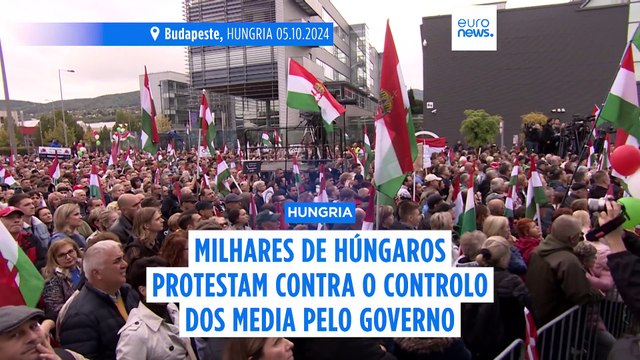 Húngaros exigem maior liberdade de imprensa em frente à sede da MTVA