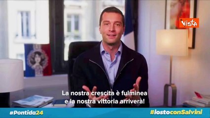 Il messaggio di Bardella a Pontida in italiano: Sostegno a Salvini, per lui persecuzione giudiziaria
