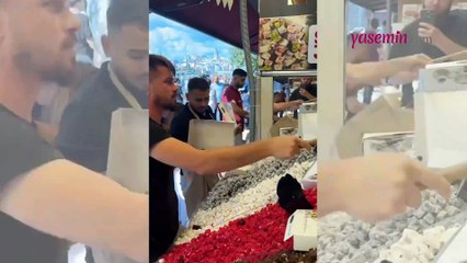 Lokum standında dikkat çeken görüntüler!