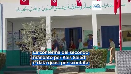 Скачать видео: Tunisia: urne aperte per le elezioni presidenziali, riconferma di Kais Saied quasi scontata