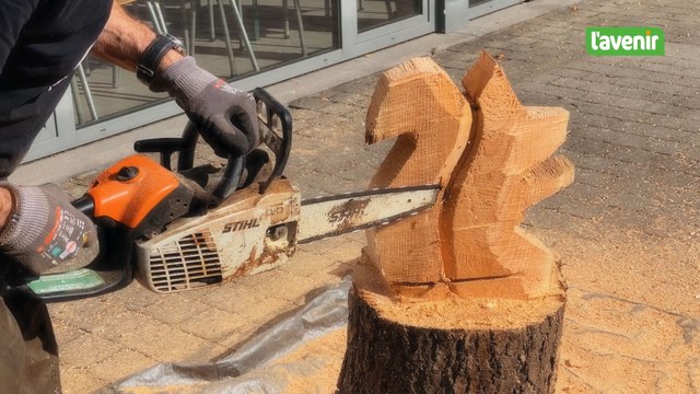 Sculpter à la tronçonneuse, c’est tout un art, à Transinne
