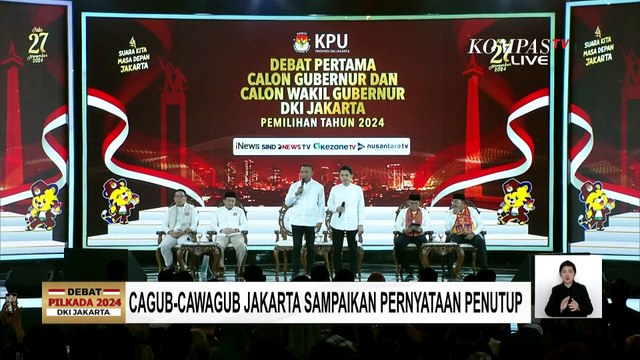 [FULL] Pernyataan Akhir RK-Suswono, Dharma-Kun, dan Pramono-Rano dalam Debat Perdana Pilkada Jakarta