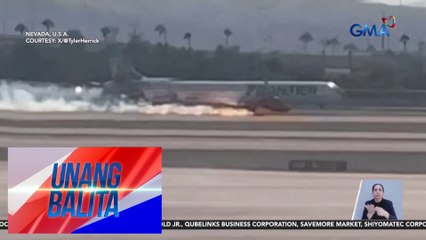 Bahagi ng eroplano, nasunog habang papalapag sa airport | Unang Balita